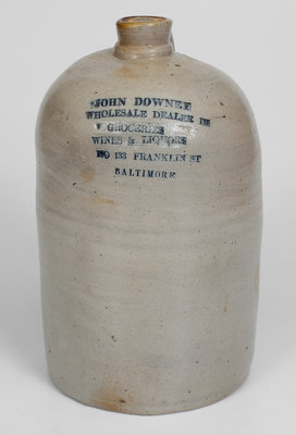 One-Gallon Baltimore Stoneware Advertising Jug, c1875