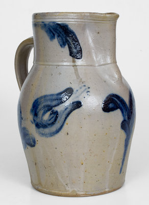 Fine JOHN BELL / WAYNESBORO Stoneware Pitcher w/ Cobalt Floral Decoration
