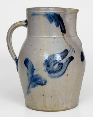Fine JOHN BELL / WAYNESBORO Stoneware Pitcher w/ Cobalt Floral Decoration