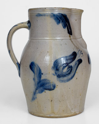 Fine JOHN BELL / WAYNESBORO Stoneware Pitcher w/ Cobalt Floral Decoration