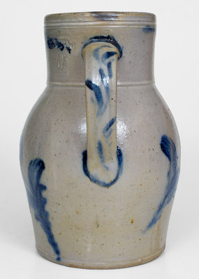 Fine JOHN BELL / WAYNESBORO Stoneware Pitcher w/ Cobalt Floral Decoration