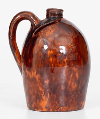 Scarce Glazed Redware Jug Bank, attrib. John Bell, Waynesboro, PA