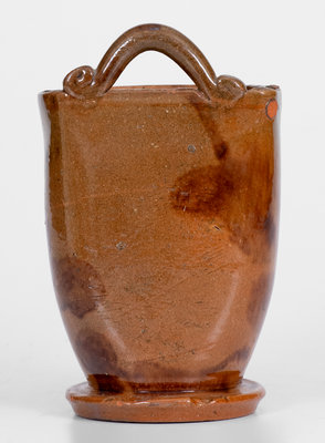 Scarce Shenandoah Valley Redware Wall Pocket w/ Applied Bird and Floral Decoration, attrib. Eberly / Strasburg