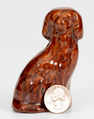 Miniature Glazed Redware Figure of a Spaniel, attrib. John Bell, Waynesboro, Pennsylvania