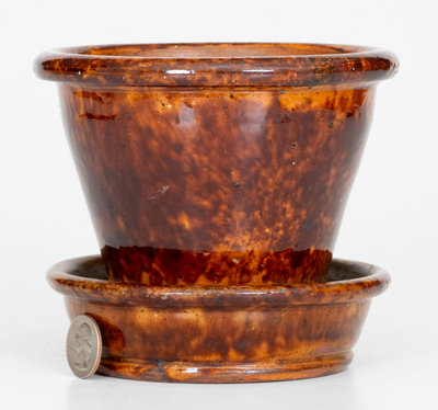 JOHN W. BELL / Waynesboro, Pa. Glazed Redware Flowerpot, c1880