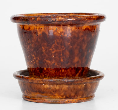 JOHN W. BELL / Waynesboro, Pa. Glazed Redware Flowerpot, c1880