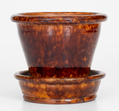 JOHN W. BELL / Waynesboro, Pa. Glazed Redware Flowerpot, c1880