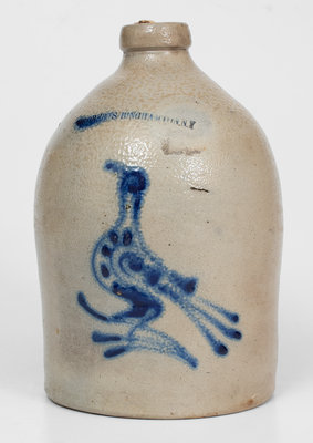 W. ROBERTS, BINGHAMTON, NY Stoneware Bird Jug, c1870