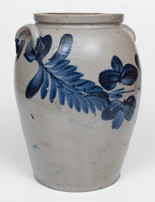 Three-Gallon Baltimore Stoneware Jar w/ Cobalt Floral Design, circa 1835