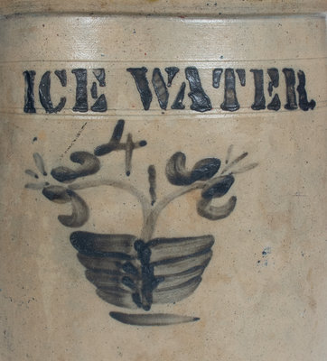 Four-Gallon Stoneware ICE WATER Cooler, Ohio, c1875