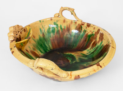 Multi-Glazed Shenandoah Valley Redware Washbowl, Strasburg, VA, circa 1890