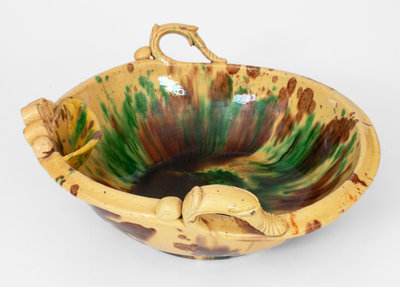 Multi-Glazed Shenandoah Valley Redware Washbowl, Strasburg, VA, circa 1890