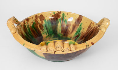 Multi-Glazed Shenandoah Valley Redware Washbowl, Strasburg, VA, circa 1890