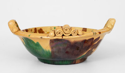 Multi-Glazed Shenandoah Valley Redware Washbowl, Strasburg, VA, circa 1890