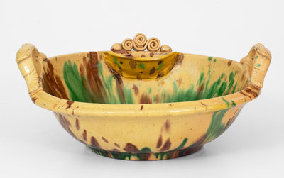 Multi-Glazed Shenandoah Valley Redware Washbowl, Strasburg, VA, circa 1890