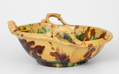 Multi-Glazed Shenandoah Valley Redware Washbowl, Strasburg, VA, circa 1890