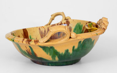 Multi-Glazed Shenandoah Valley Redware Washbowl, Strasburg, VA, circa 1890