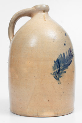 2 Gal. M. & T. MILLER / NEWPORT, PA Stoneware Jug w/ Leaf Decoration