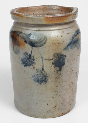 1 Gal. JOHN BELL / WAYNESBORO Stoneware Jar w/ Sponged Fruit Decoration