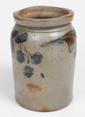 1 Gal. JOHN BELL / WAYNESBORO Stoneware Jar w/ Sponged Fruit Decoration