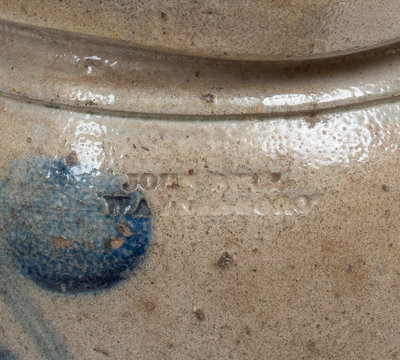 1 Gal. JOHN BELL / WAYNESBORO Stoneware Jar w/ Sponged Fruit Decoration