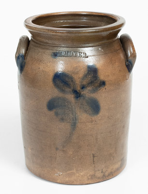 1 Gal. WM. MOYER (Harrisburg, Pennsylvania) Stoneware Jar w/ Floral Decoration