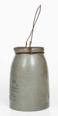 POMEROY, Ohio Stoneware Advertising Canning Jar, Western PA origin