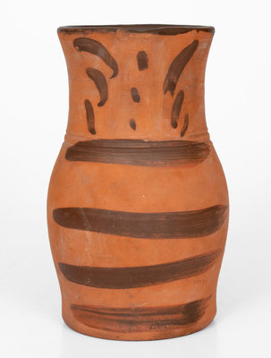 Tanware Pitcher with Striped Decoration, New Geneva or Greensboro, PA