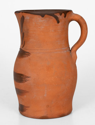 Tanware Pitcher with Striped Decoration, New Geneva or Greensboro, PA