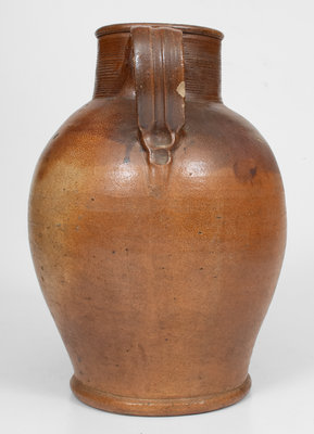 English Salt-Glazed Stoneware Pitcher with Iron-Oxide Dip