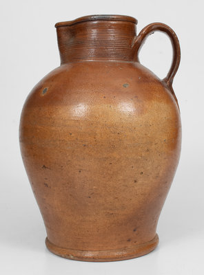 English Salt-Glazed Stoneware Pitcher with Iron-Oxide Dip