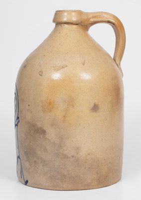 WHITES UTICA Stoneware Slip-Trailed Bird Jug, c1865