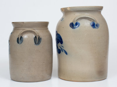 Lot of Two: COWDEN & WILCOX / HARRISBURG, PA Stoneware Jars w/ Floral Decoration