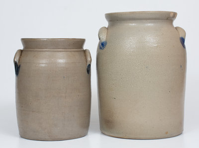Lot of Two: COWDEN & WILCOX / HARRISBURG, PA Stoneware Jars w/ Floral Decoration