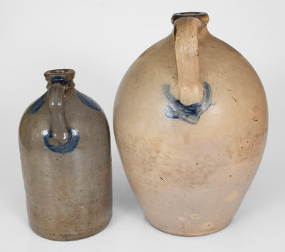 Lot of Two: Ohio Stoneware Jugs with Cobalt Floral Decoration