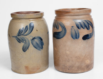 Lot of Two: Richard Remmey, Philadelphia, PA Stoneware Jars w/ Floral Decoration