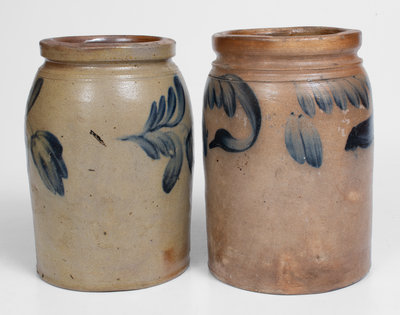 Lot of Two: Richard Remmey, Philadelphia, PA Stoneware Jars w/ Floral Decoration