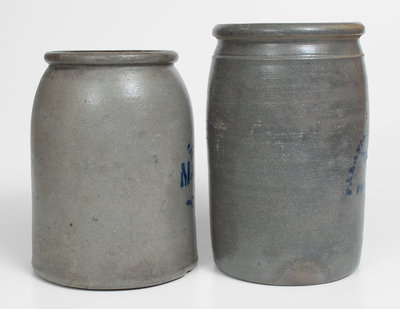 Lot of Two: PALATINE POTTERY CO / W.VA. Stoneware Pear Jar and FINE MACCABOY Snuff Jar