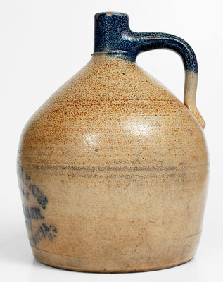 UTICA, NY Stoneware Stenciled Advertising Jug attrib. Whites Pottery