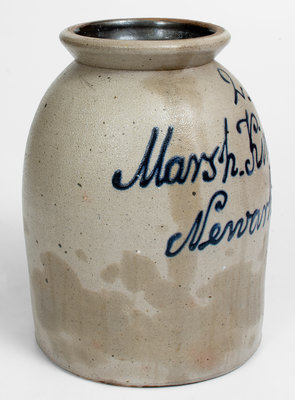 2 Gal. Newark, New Jersey Stoneware Script Advertising Jar
