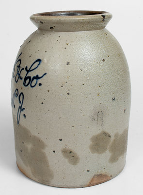 2 Gal. Newark, New Jersey Stoneware Script Advertising Jar