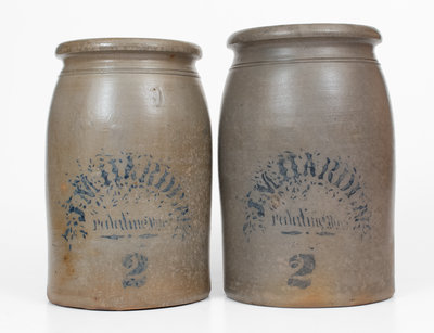 Lot of Two: J. M. HARDEN / PALATINE, W. VA 2 Gal. Stoneware Jars