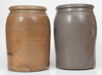 Lot of Two: A. P. DONAGHHO / PARKERSBURG, WV 2 Gal. Stoneware Jars incl. SUPERIOR Example