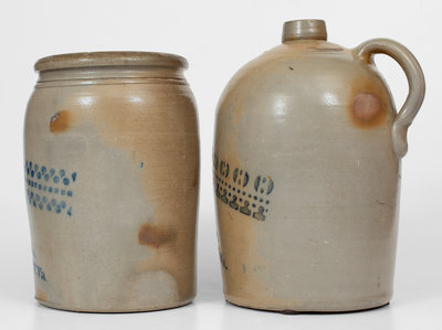 Lot of Two: A. P. DONAGHHO / PARKERSBURG, WV Stoneware Jug and Jar