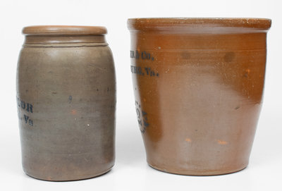 Lot of Two: Donaghho Stoneware Jars with Richmond, VA and Lynchburg, VA Stenciled Advertising