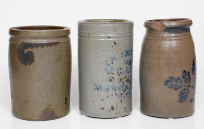 Lot of Three: Stoneware Jars incl. Morgantown, WV, Strasburg, VA, and Western PA Examples