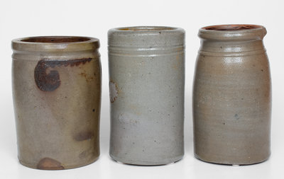 Lot of Three: Stoneware Jars incl. Morgantown, WV, Strasburg, VA, and Western PA Examples