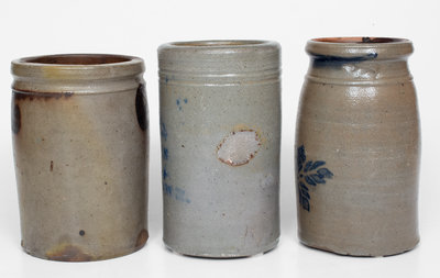 Lot of Three: Stoneware Jars incl. Morgantown, WV, Strasburg, VA, and Western PA Examples