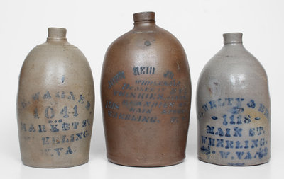 Lot of Three: WHEELING, W. VA Stoneware Advertising Jugs