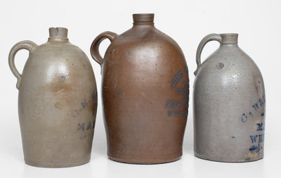 Lot of Three: WHEELING, W. VA Stoneware Advertising Jugs